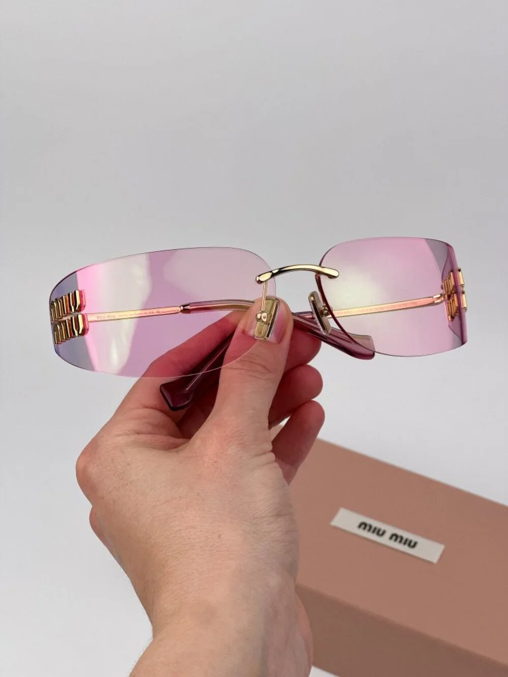 Miu Miu | Accessories | Miu Miu Womens Sunglasses Gold Pink  display picture 1